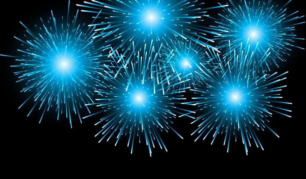 Яркий голубой салют на черном фоне