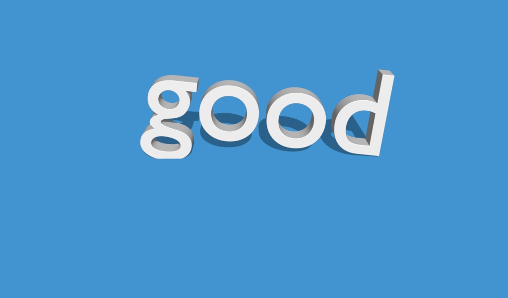 Белая надпись на английском good на голубом фоне