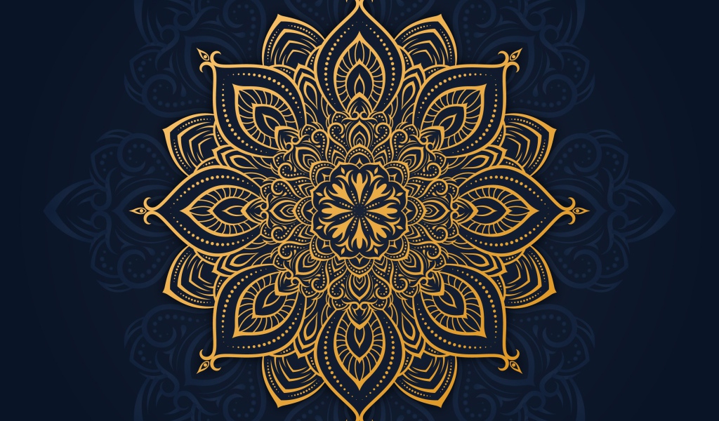 Beautiful golden pattern on a blue background