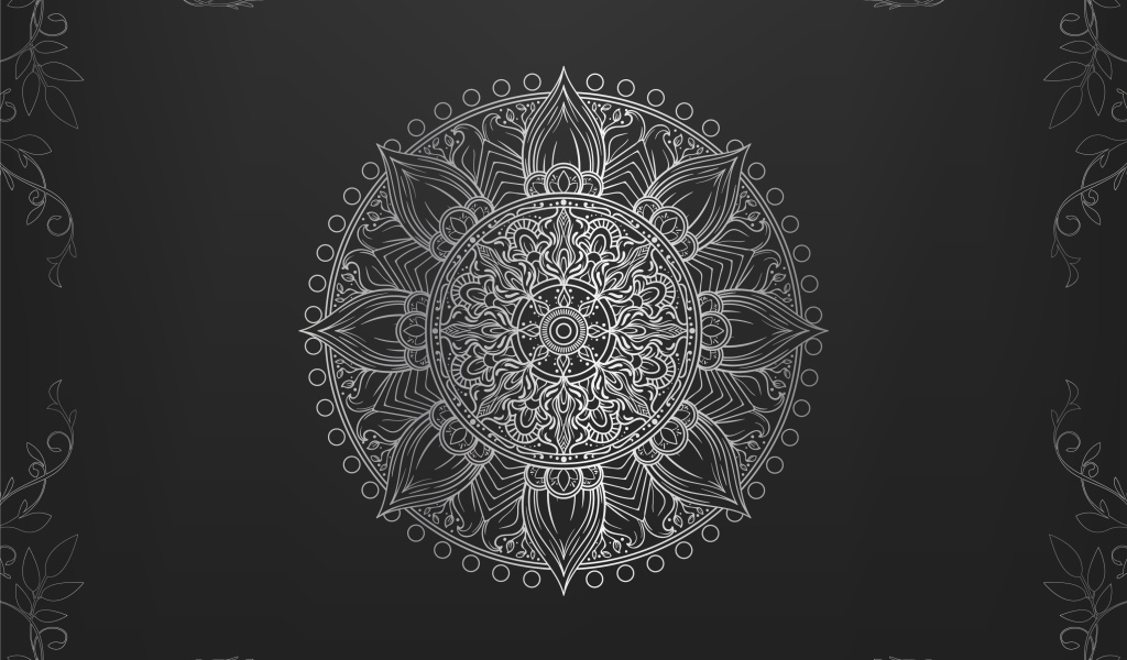 Необычный красивый белый рисунок на черном фоне