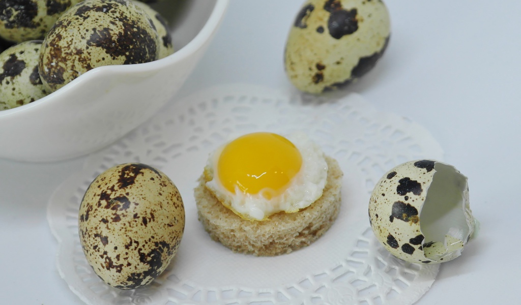 Яичница из перепелиного яйца с хлебом