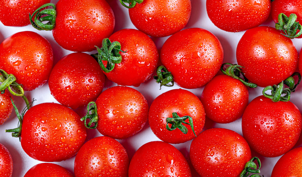 Мокрые красные помидоры крупным планом