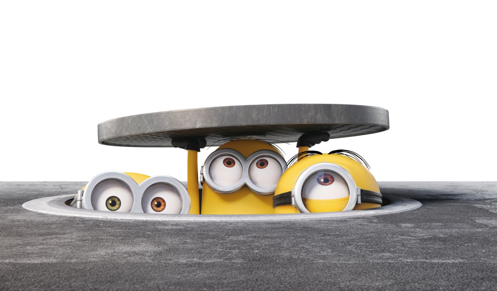 Миньоны выглядывают из люка