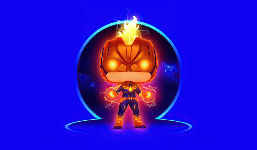 Superhero Captain Marvel on a blue background