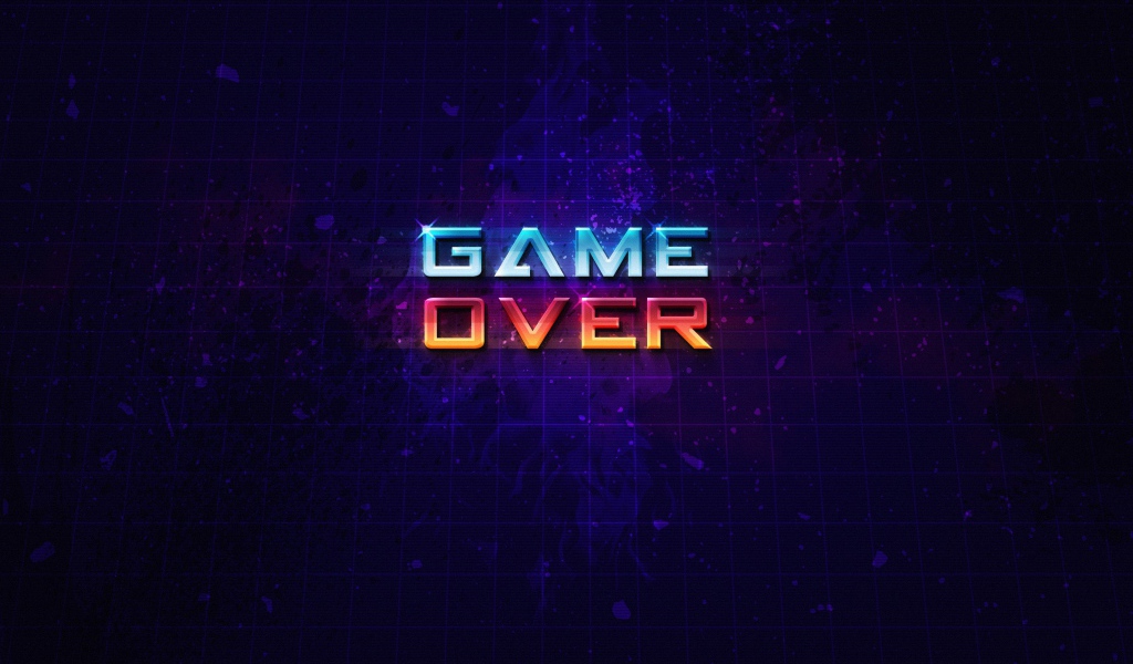 Неоновая надпись  Game Over на синем фоне