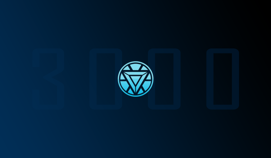 Цифры 3000 на синем фоне с символом 