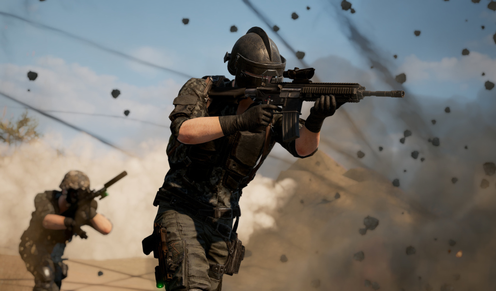 Солдаты в бою из компьютерной игры PUBG