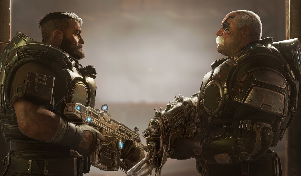 Солдаты с оружием, компьютерная игра Gears Tactics, 2020