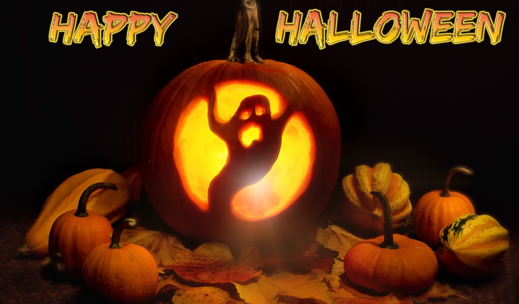 Тыквы с надписью Счастливого Хэллоуина
