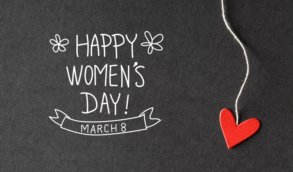 Надпись на сером фоне на Международный женский день 8 марта