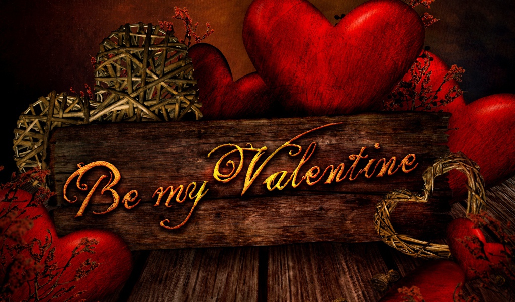 Надпись на доске с сердечками на День Святого Валентина