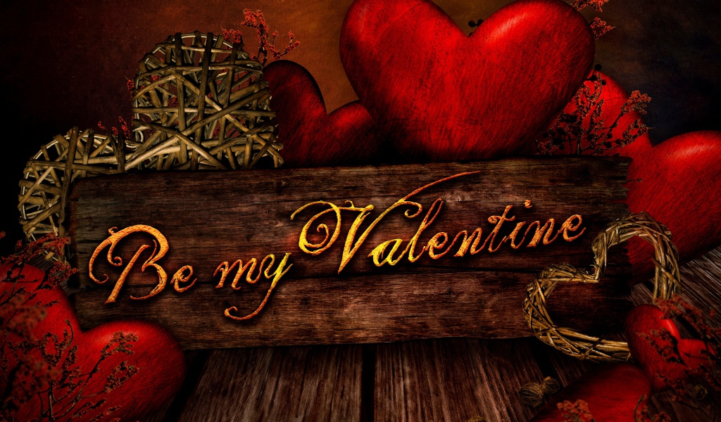 Надпись на доске с сердечками на День Святого Валентина