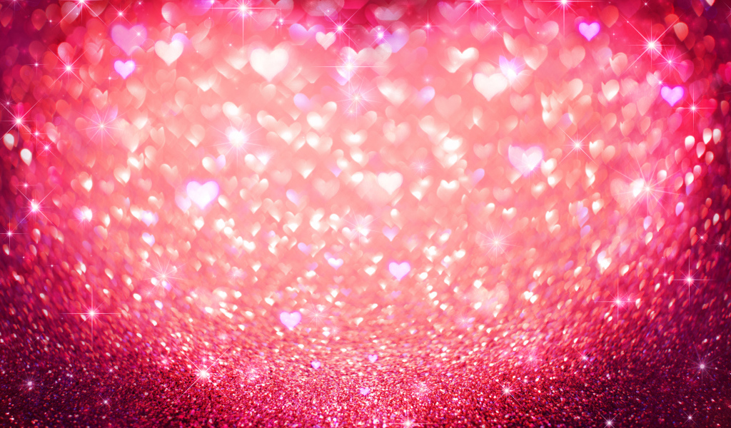 Блестящий фон с сердечками 