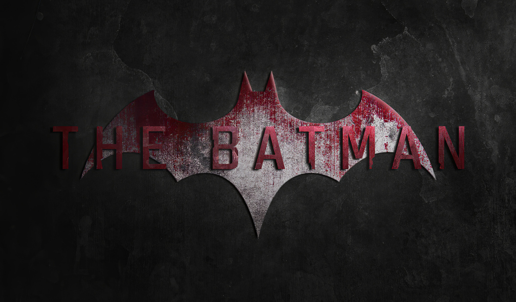 Надпись нового фильма Бэтмен на сером фоне