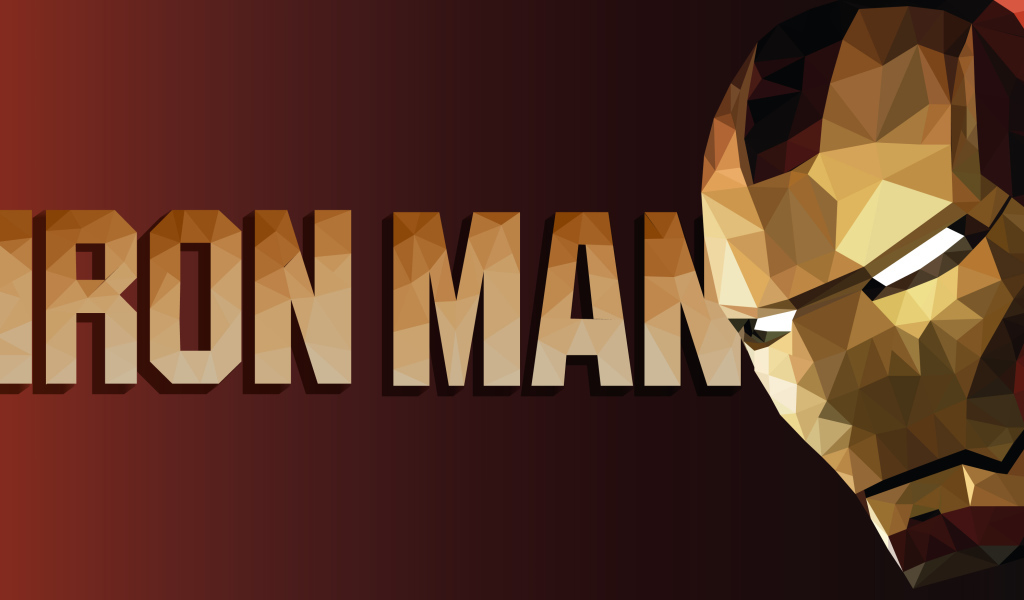 Персонаж Железный человек на красном фоне