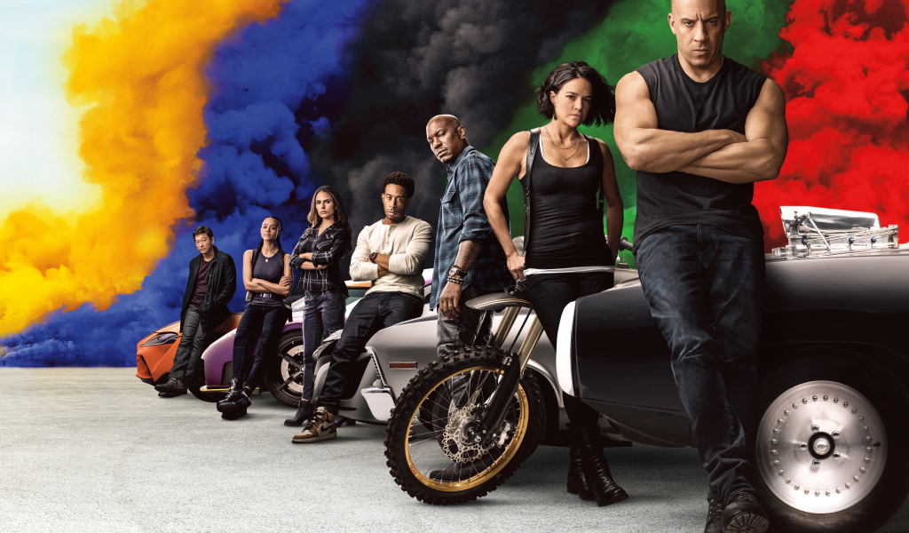 Poster with the characters of the movie Fast and the Furious 9, 2020