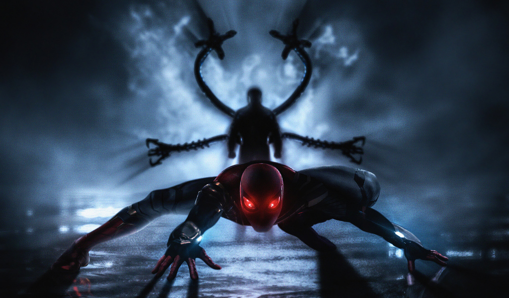 Супергерой спайдермен готовится в атаке