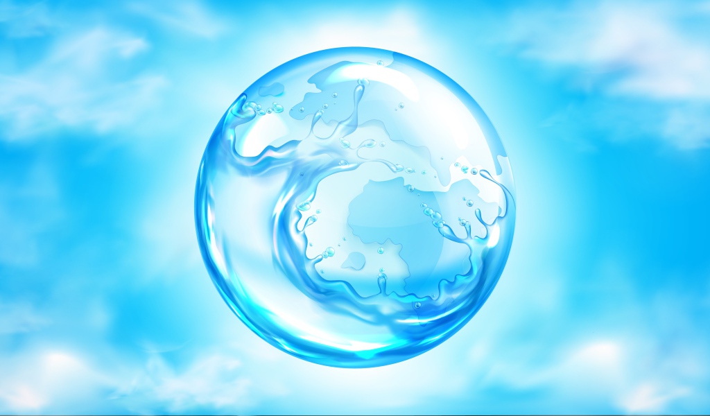 Голубой водный пузырь в воздухе