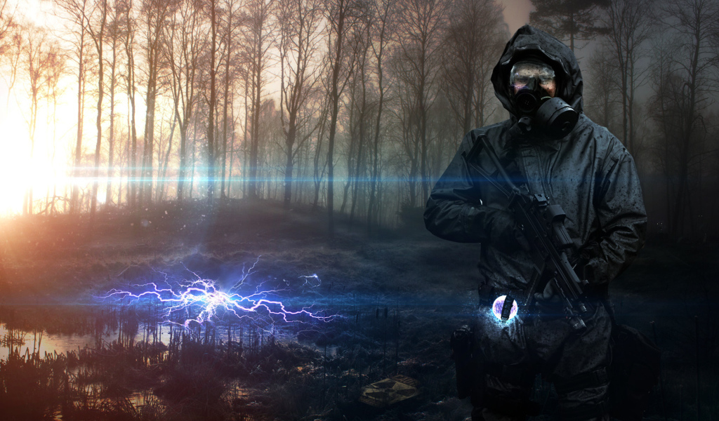 Мужчина в противогазе во время пандемии 