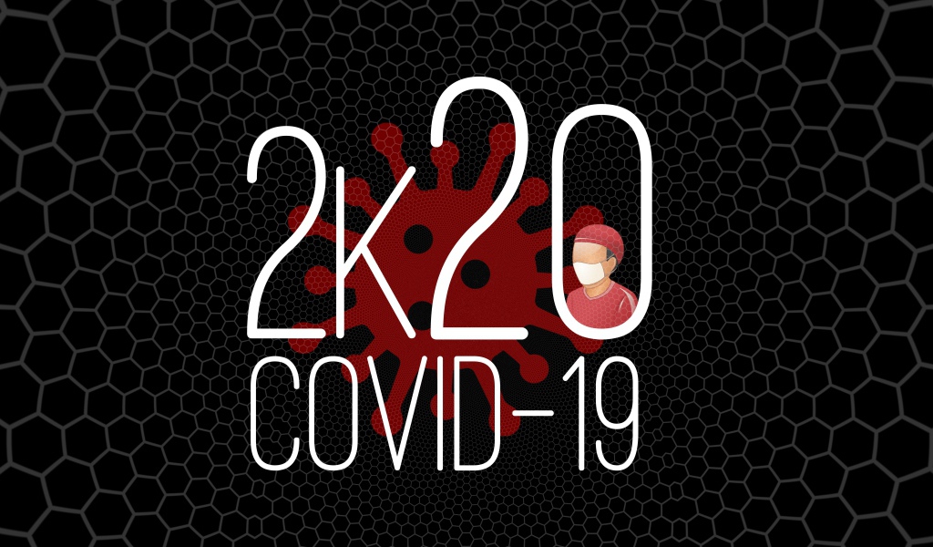 Надпись COVID-19 на черном фоне