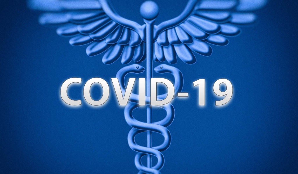 Надпись коронавирус covid-19 на синем фоне