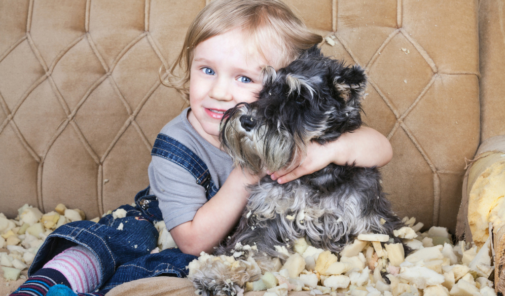 Маленький голубоглазый мальчик на диване