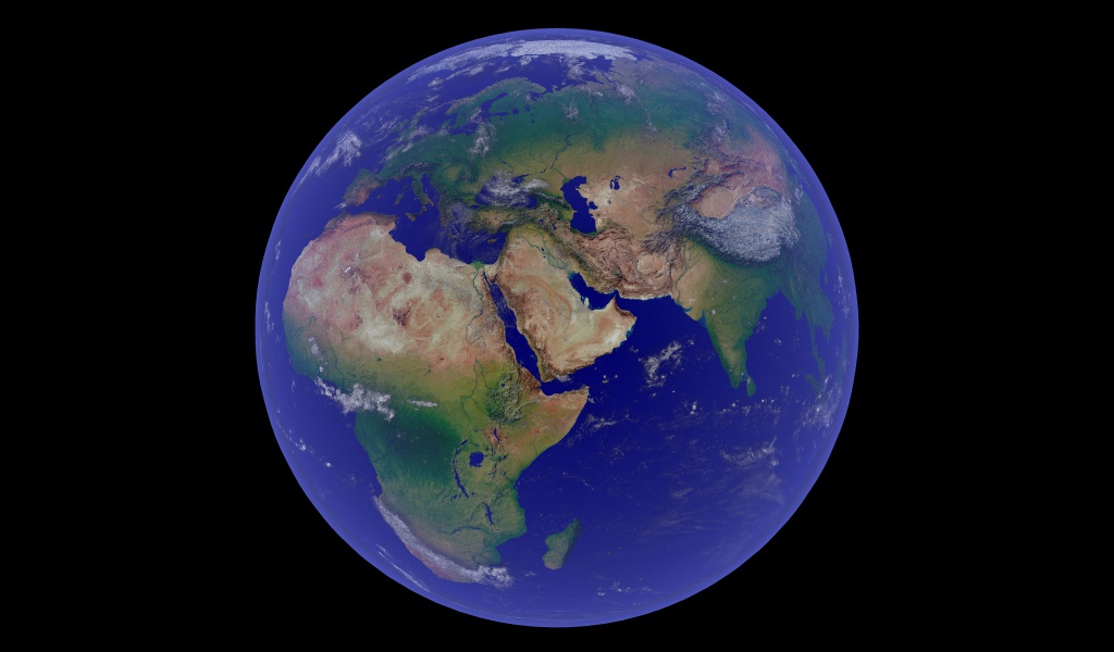 Большая голубая планета Земля на черном фоне