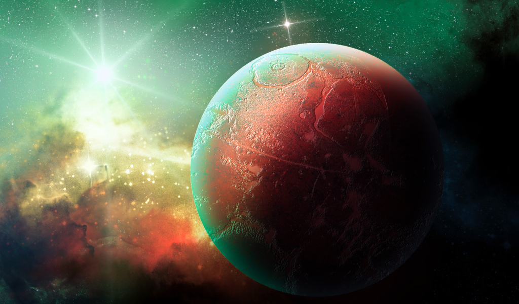 Большая планета в космосе яркими звездами