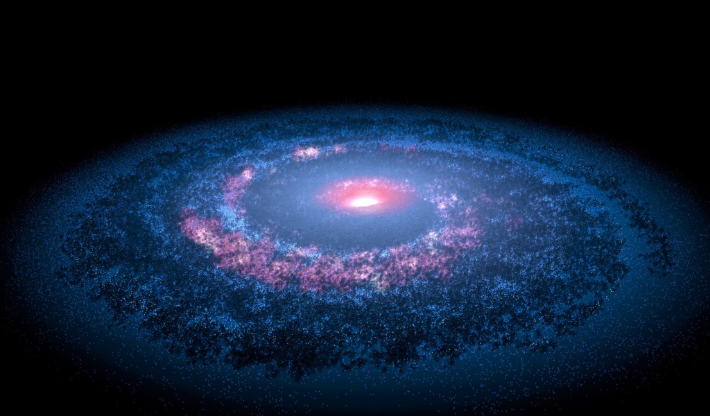 Голубая космическая спираль на черном фоне