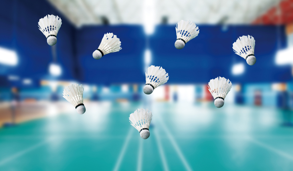 Воланчики в воздухе для игры в бадминтон