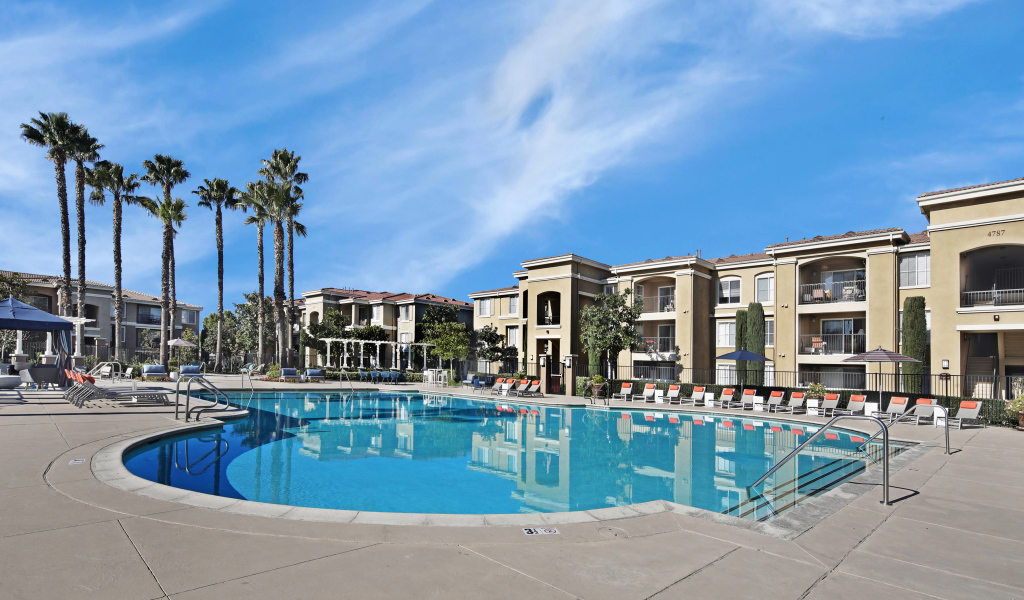 Большой бассейн в курортном отеле, США