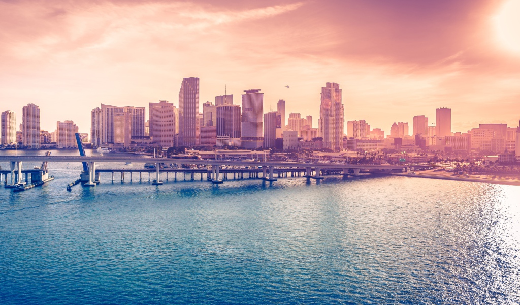 Вид на небоскребы Майами, штат Флорида