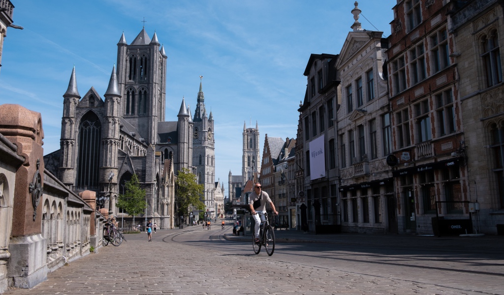 Дома в готическом стиле в городе Гент, Бельгия