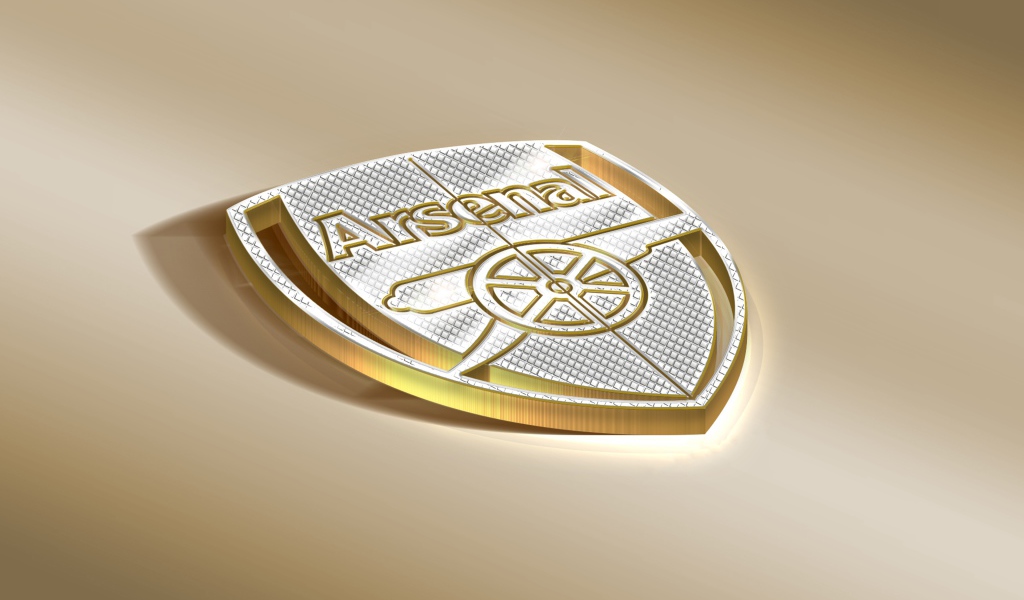 Логотип футбольной команды Arsenal на коричневом фоне 