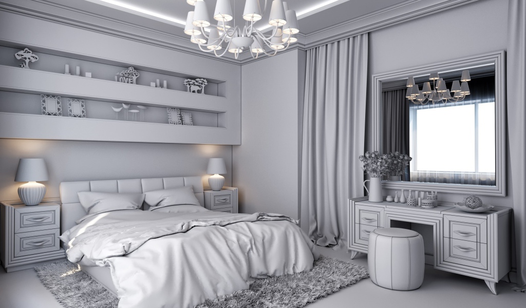 Красивая спальня в пастельных тонах 