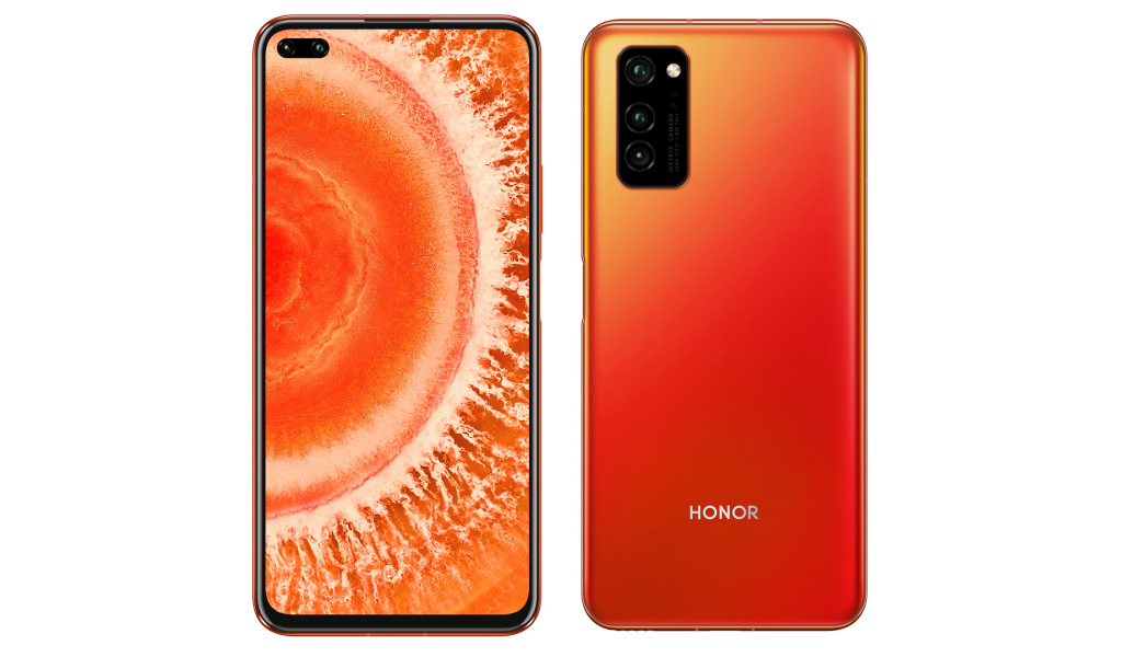 Смартфон Honor View 30 на белом фоне