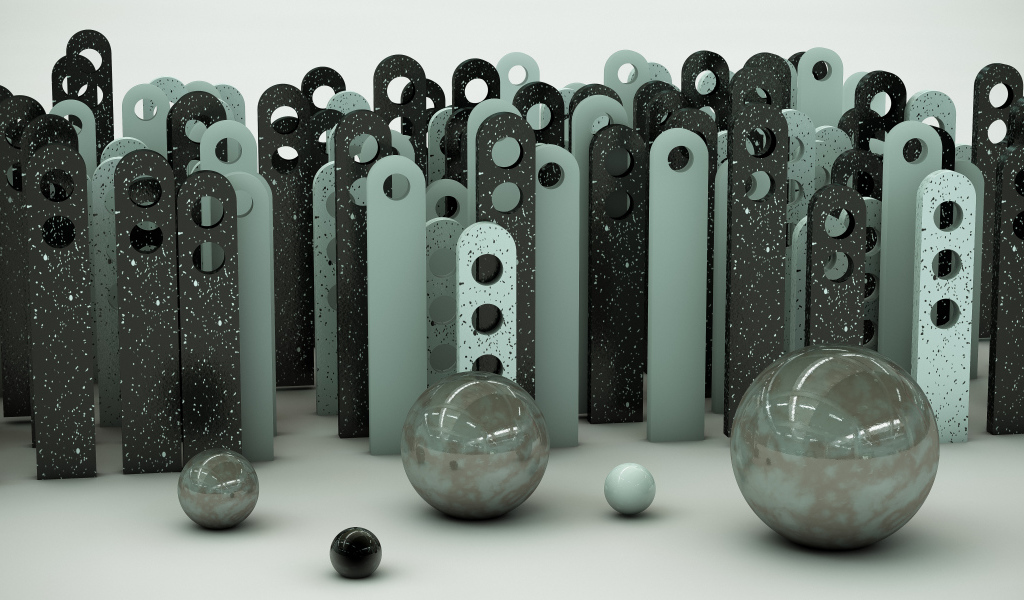 Шары 3д и железные планки 