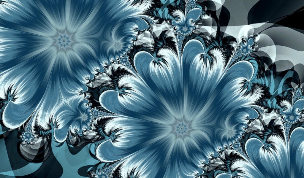 Красивый абстрактный синий цветок с узорами 