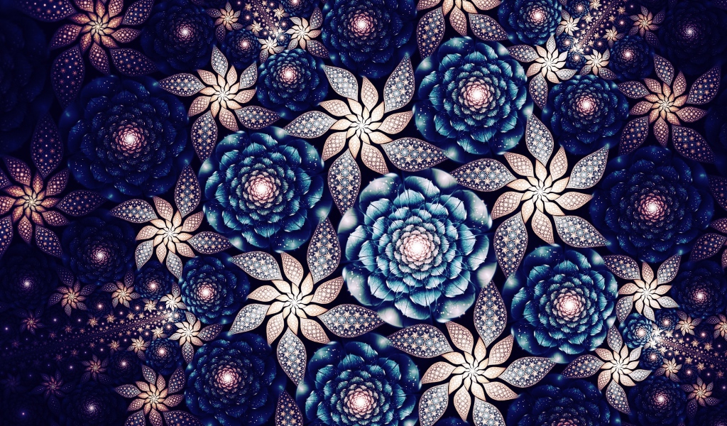 Красивые абстрактные цветы с неоновым свечением