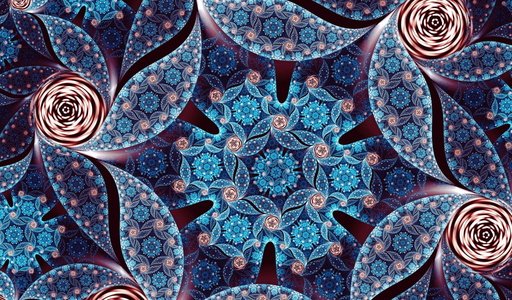 Красивый фрактальный цветок с длинными лепестками 