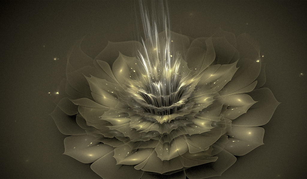 Красивый золотой цветок с блеском 3д графика