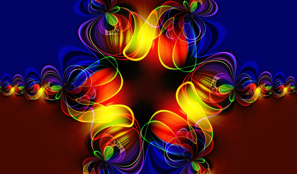 Красивый разноцветный симметричный цветок