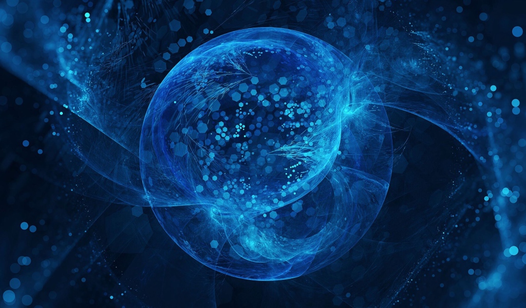 Красивый неоновый шар на блестящем фоне