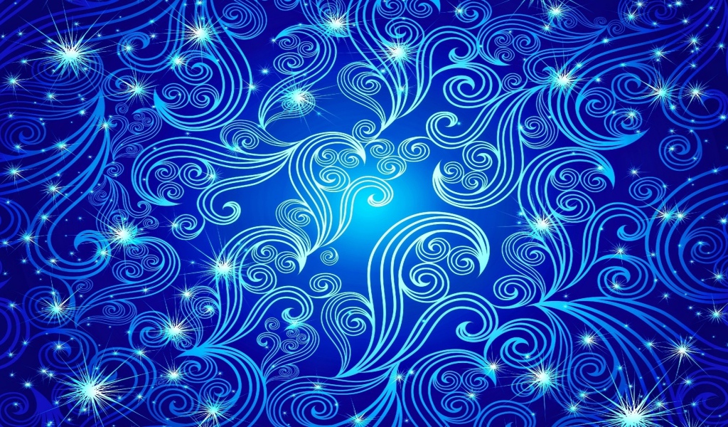 Красивые неоновые волны на голубом фоне 