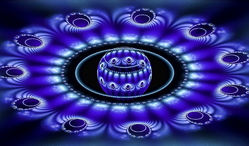 Синий цветок со сферой внутри 3д графика