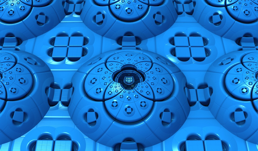 Голубые фрактальные цветочные узоры