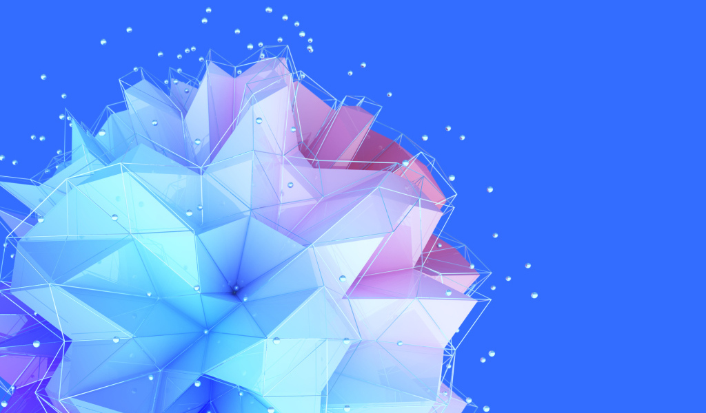 Голубой геометрический цветок на синем фоне 