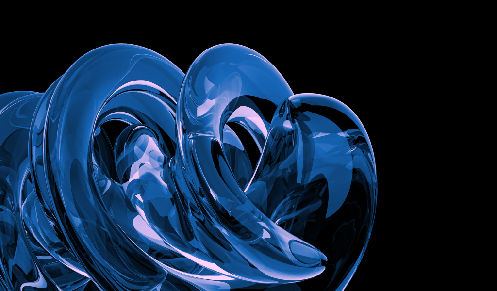 Голубая прозрачная спираль на черном фоне 