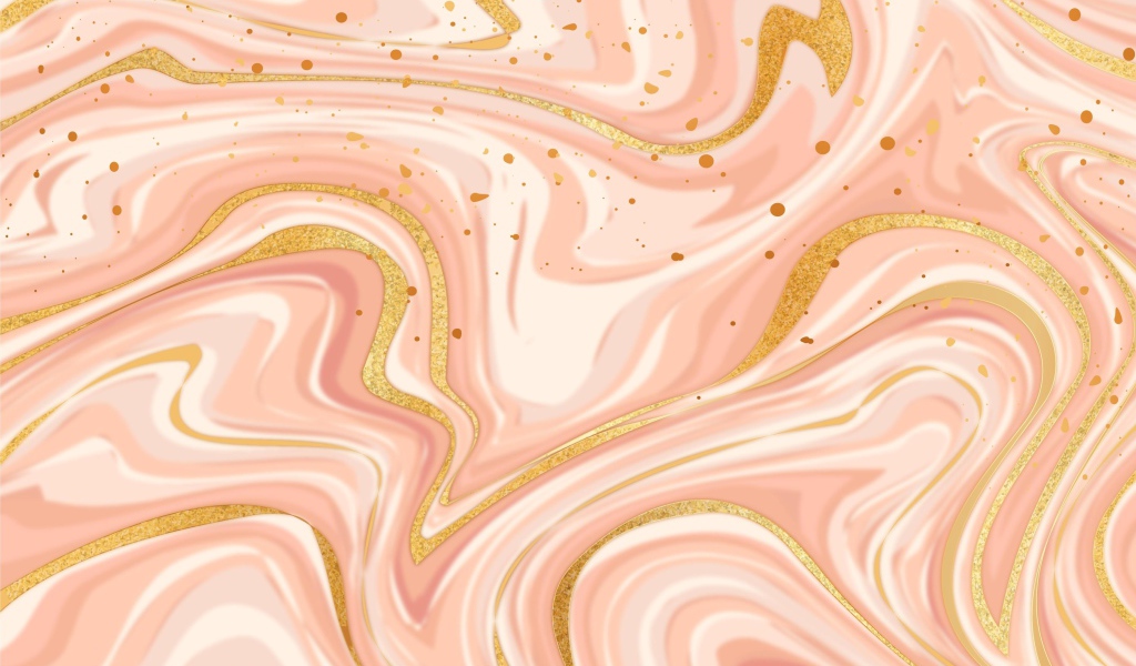 Размытые волны  розовой, белой и золотой  краски 