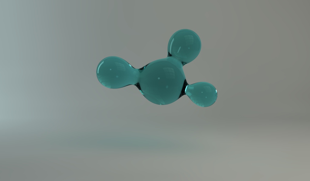 Фигурная голубая кристальная масса на сером фоне